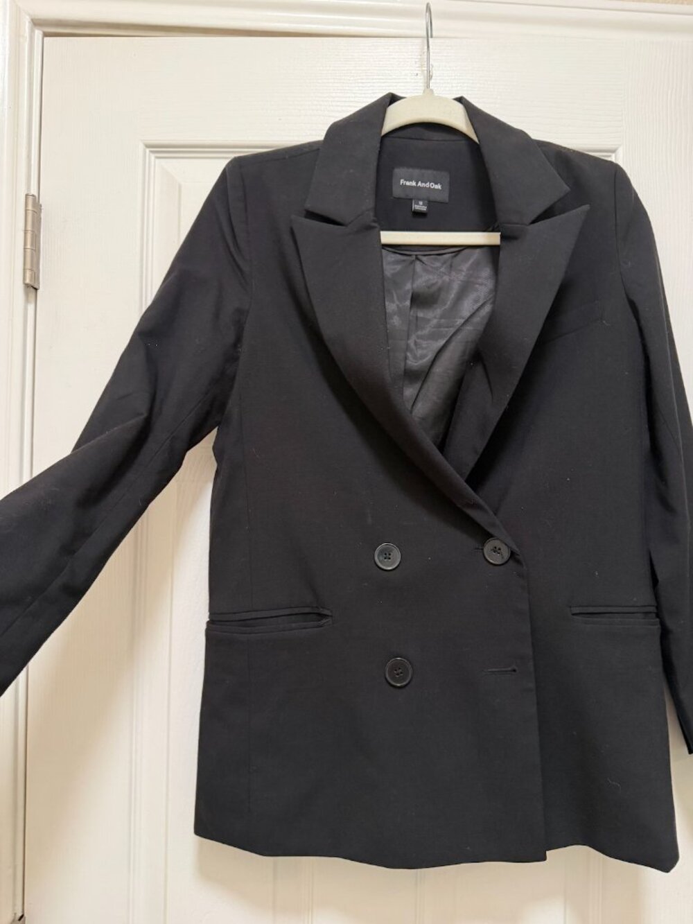 Frank And Oak Black Double-Breasted Blazer